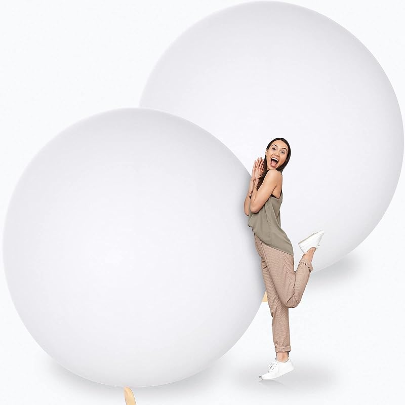 Leitee 2 Pcs 72 Inch Giant Balloons Round Latex Large Human Egg Jumbo Balloons Inflatable Air Decorations for Birthday Party Wedding Engagement(Red)