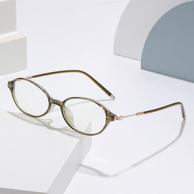 Korean Style Small Oval Frame Reading Glasses Women Artistic Temperament Anti Blue Light Presbyopia Eyeglasses with Diopter+4.0