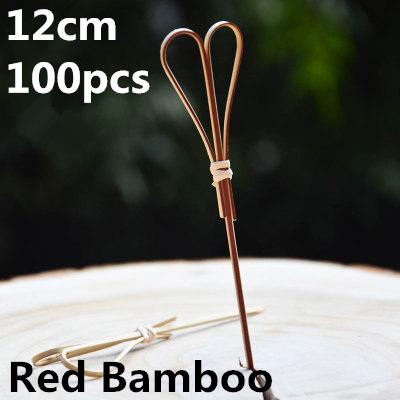100pcs 12cm Fruit Cocktail Pick Stick Different Style Bamboo/PVC Buffet Cupcake Toppers Bar Tools Barware