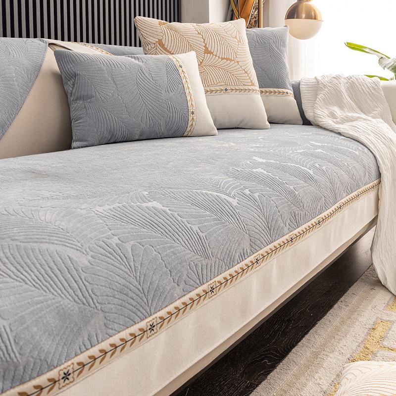 Wysokiej klasy Uniwersalna Pokrowiec na Poduszkę Sofa Cztery Pory Roku Antypoślizgowy Skóra Prosty Drewno Lite Tkanina Letni Pokrowiec