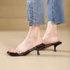 Krazing Pot Mules Microfiber Peep Toe Stiletto Thin High Heels Summer Shoes Size 44 Size 43 Women Sandals
