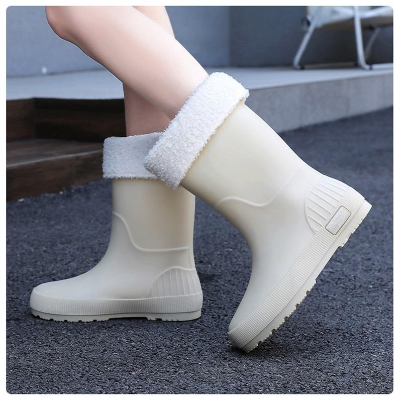 Női divattrend Kültéri csúszásmentes vízálló és gyapjú középtalpú esőcipő