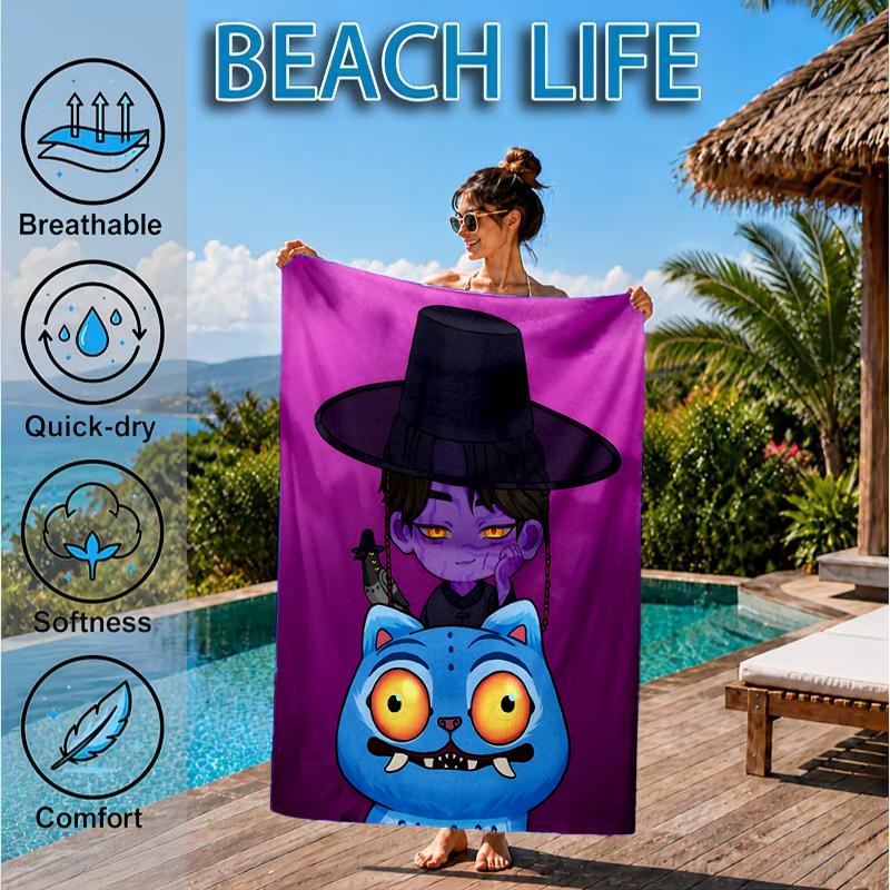 Colorful Kpop Cartoon Beach Towel, Microfiber Beach Towel, Perfect For Pool, Beach, Travel, Home Decor Beach Party Fan Gifts