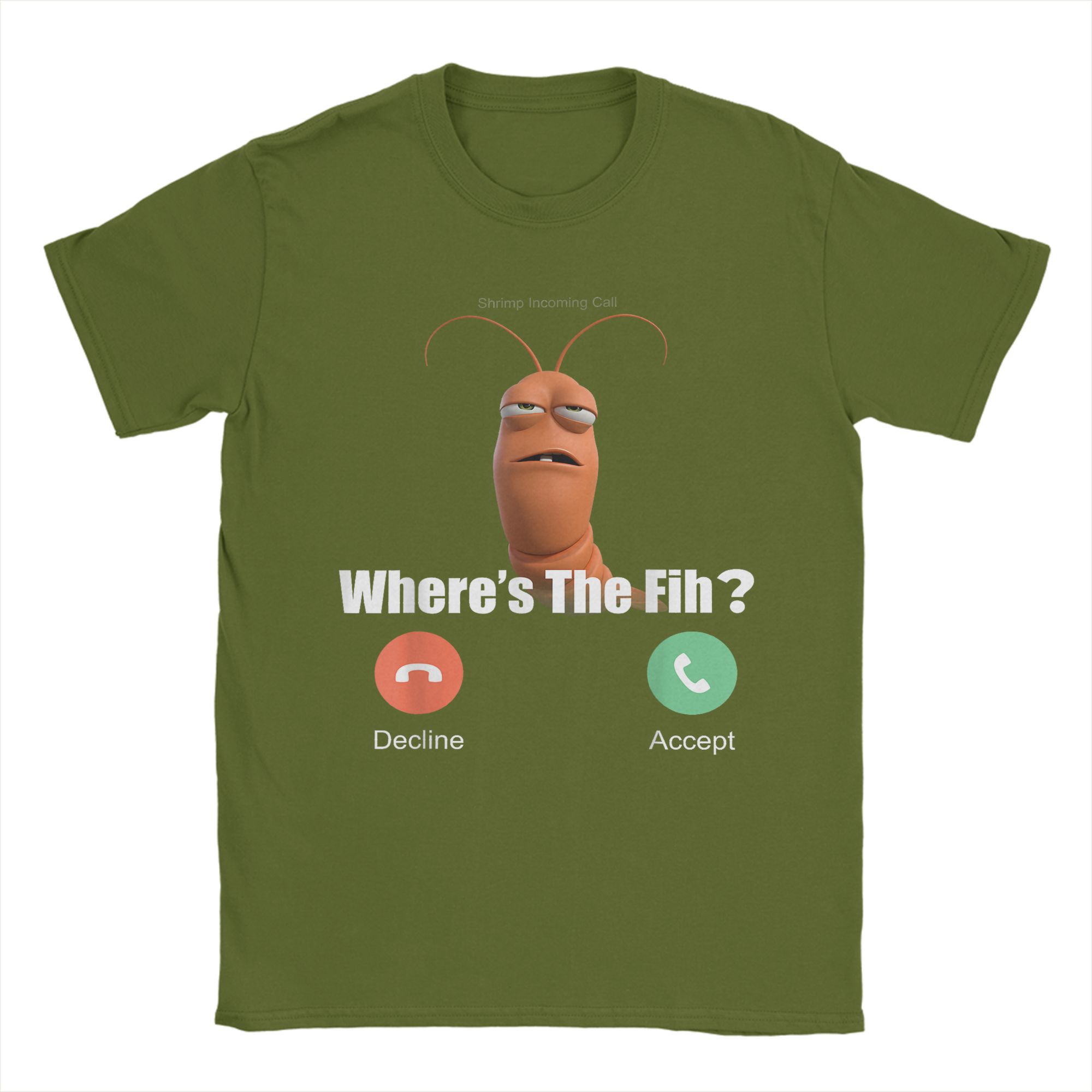 

Funny Fish is Calling Shrimp Incoming Call Where-s The Fih T-Shirt Men Crew Neck Cotton T Shirt Short Sleeve Tee Shirt Tops 4XL
