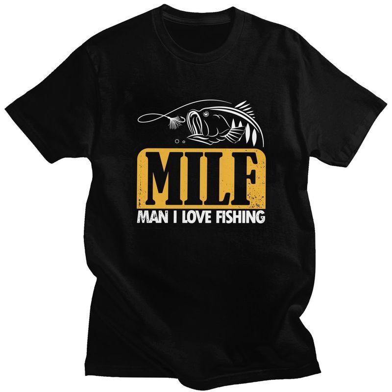 

Custom Milf Man I Love Fishing T Shirts for Men Pure Cotton Tees Fisherman Fish Gift Tshirts Short Sleeve T-shirt Clothes - M... S разноцветный