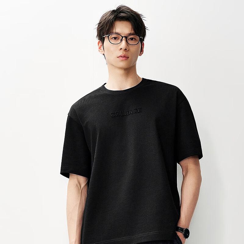Men s Pure Cotton Loose Fit Embroidered T-Shirt L