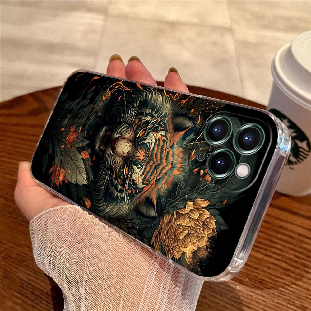 Tiger Animals Transparent Case For Apple iPhone 17 16 15 14 13 12 11 Pro Max 16 Plus 16E 17Air 17Pro Phone Cover Silicone Funda