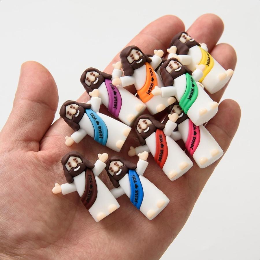 50 Pcs Mini Jesus Figures Tiny Jesus Loves You Figurine Little Religious Christ Savior Doll To Hide and Seek for Sunday Easter