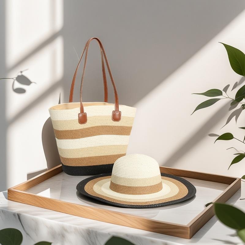 Strohtasche Reise Strandtasche Mode vielseitige Tasche Umhängetasche Stroh Rattan gewebte Tasche Frauen