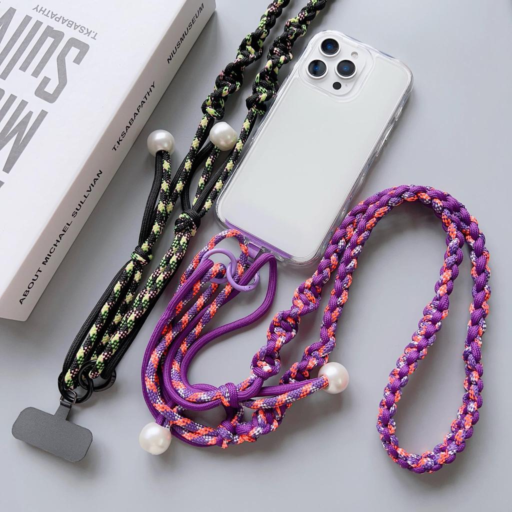 Cordelette tressée colorée réglable à quatre brins pour crossbody et porte-clés pour téléphone portable de filles
