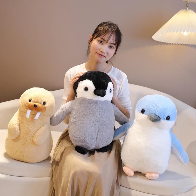 Kawaii  35/45cm Aquarium Standing Penguin Walrus Marine Organism Animals Soft Dolls PillowHigh Quality Christmas Halloween Gifts