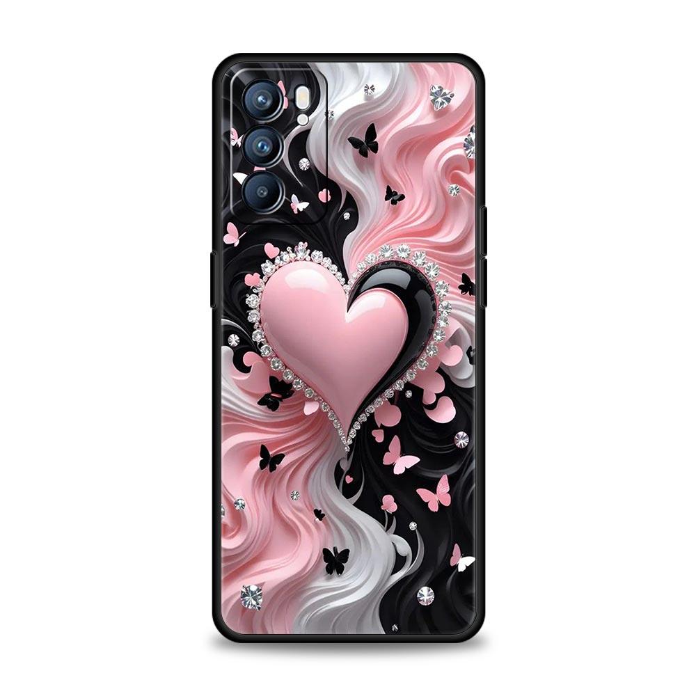 Colored Love Heart Printed Phone Case For Oppo Reno 13 12 11 10 7 F Find X5 X6 A98 A80 A79 A78 A57 A54 A31 A17 Pro 5G Soft TPU