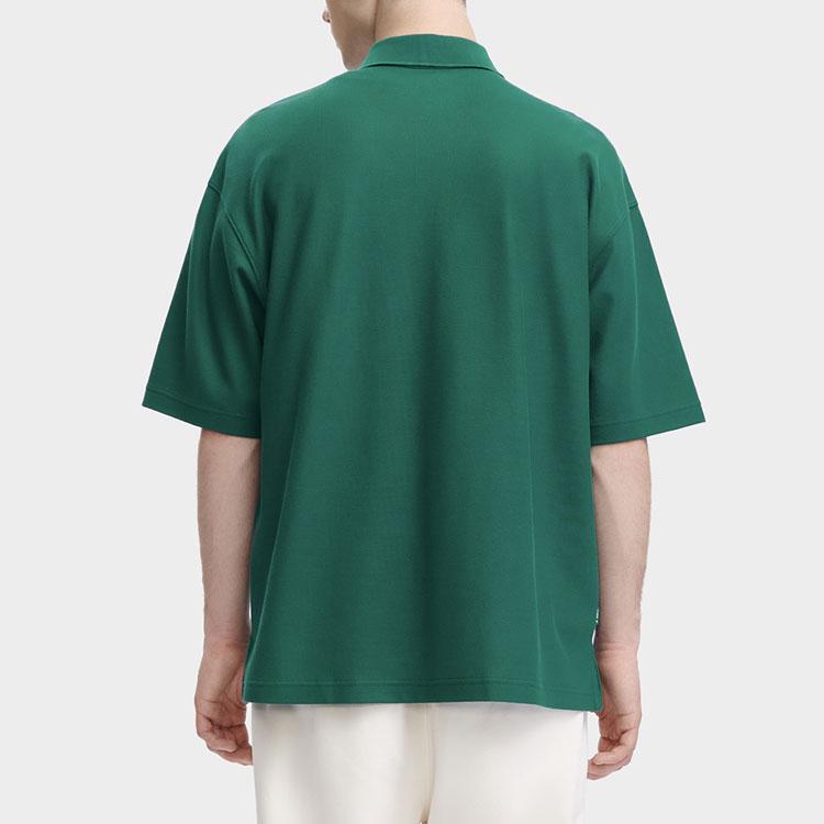 Fila American Series Letter Print Casual Loose Short Sleeve Polo Shirt Unisex Polo Shirts Chrysanthemum-Green F11U329105FTQ