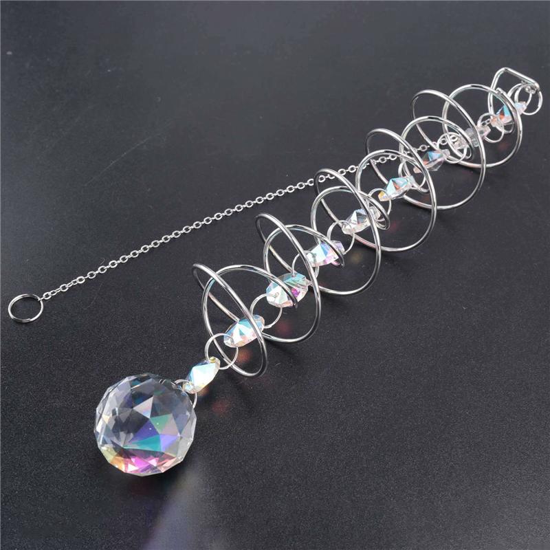 

A95I-2шт 17,7-дюймовый шар для созерцания со спиральным хвостом, декоративный ветряной спиннер, ловец солнца, стеклянные кристаллы для внутреннего и наружного украшения