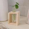 Test Tube Glass Vase Plant Propagation Station Hydroponic Vases For Plants With Wooden Stand Terrarium Office Home Desktop Decor