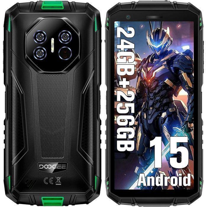 DOOGEE Fire 3 Ultra Telephone Portable Incassable 24Go+256Go 5.5'' 8350mAh Smartphone Robuste Android 15 Dural SIM 4G/NFC Vert