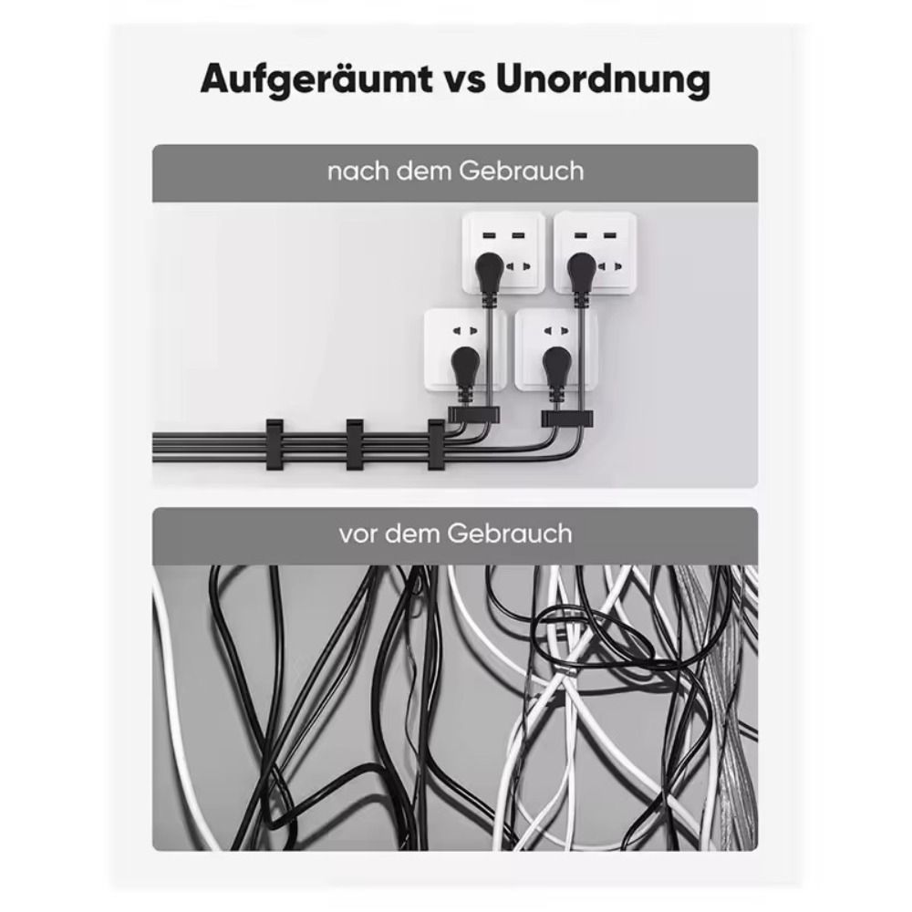 Cord Manager Self-adhesive Cable Organizer Black White Plastic Cable Clamp Cord Winder Desk Home Office
