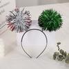 Party-Stirnband, Haarreif mit flauschiger Kugeldekoration, Elastisches Metallfolien-Stirnband für Partys, Cosplay, Halloween-Haare