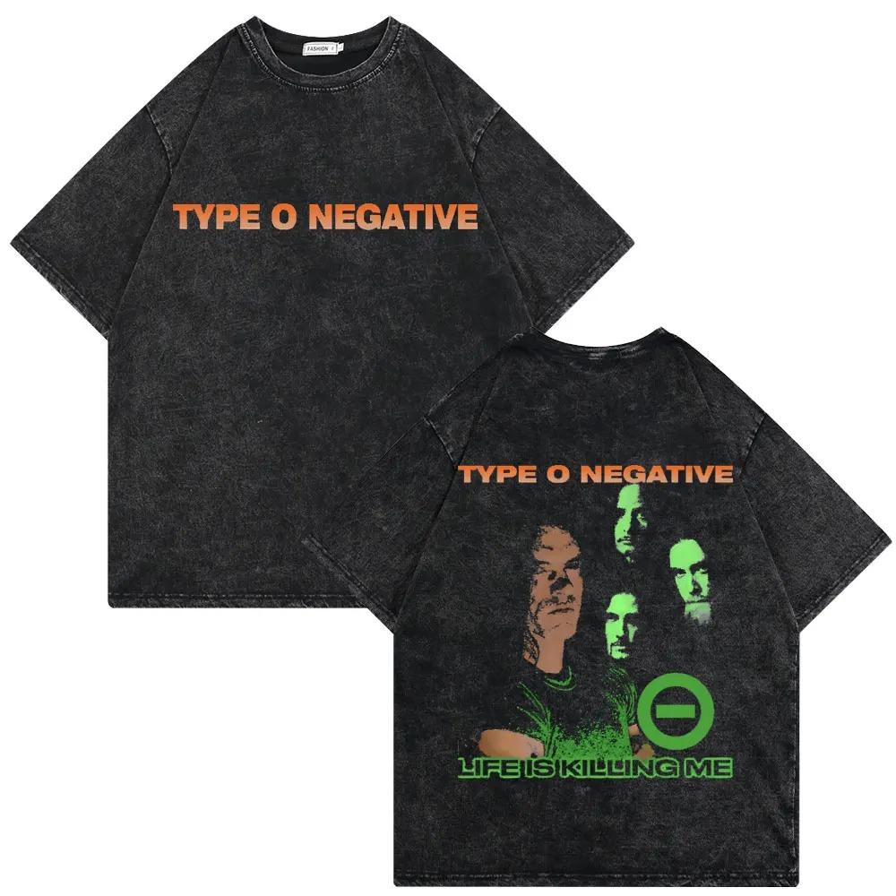 2026 Washed Vintage Type O Negative Who Will Save The Sane Tshirt Men Women Rock Metal Gothic T-shirt Man Oversized Cotton T Shirts