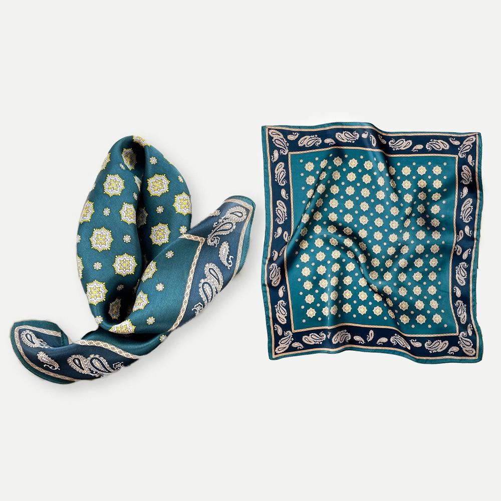 May Kaji American retro headband square scarf neck shirt with cashew flower paisley silk scarf suit accessories