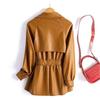 Autumn Women's Leather Jacket  Turn-Down Collar Soft PU Leather Coat