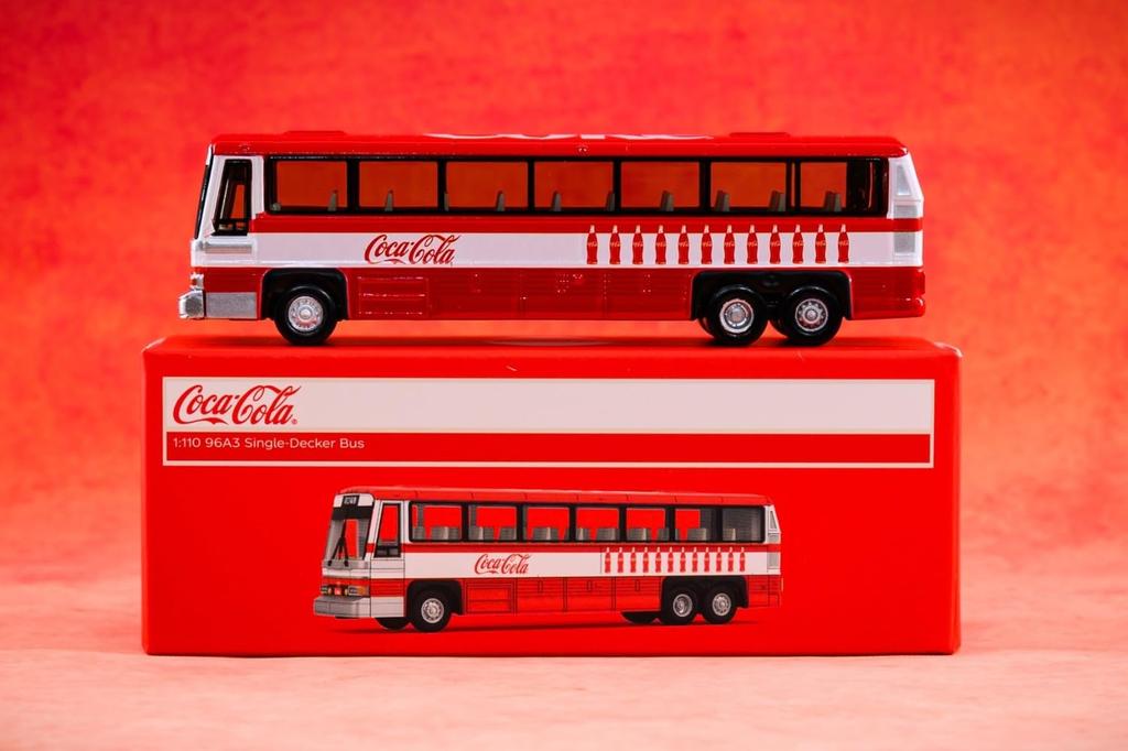Tiny City Scale 96A3 Diecast Model 1/110 Single-Deck Coca-Cola Bus, Car, Red/White