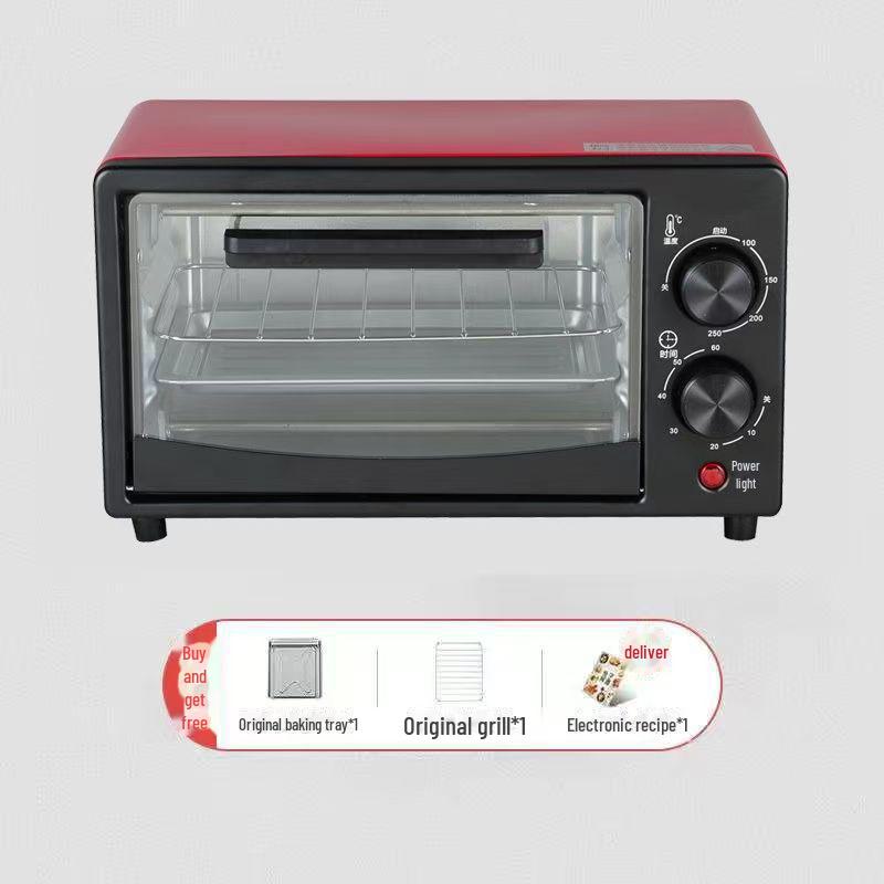 

Компактная многофункциональная электрическая духовка объемом 12 л с двумя уровнями и автоматическими функциями timing чёрный/красный