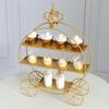 Weißer Dessert-Ausstellungsrahmen Nachmittagstee Doppellagiger Kuchenständer Hochzeit Geburtstagsfeier Goldene Gebäckdekoration