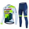Mens Long Sleeve Cycling Jersey Set Breathable Quick-Dry Road Bike Outfit With Team Designs