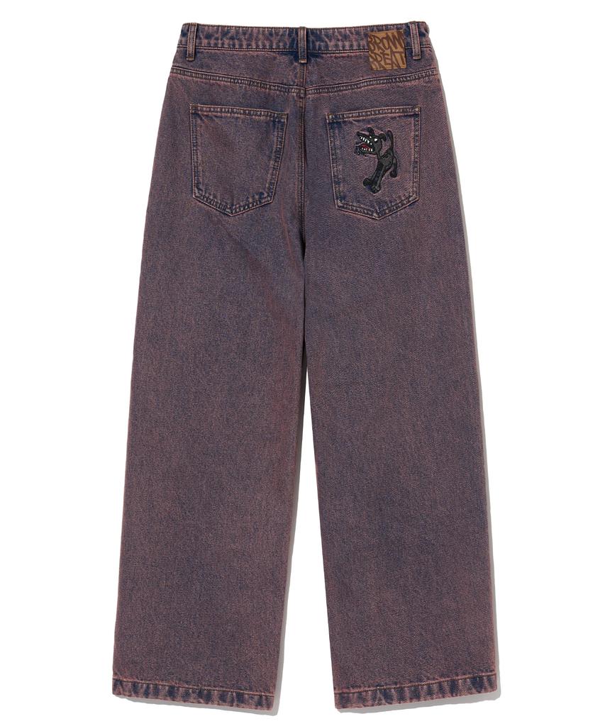 Brown Bless Hinder Post Wide Denim Pants - Purple