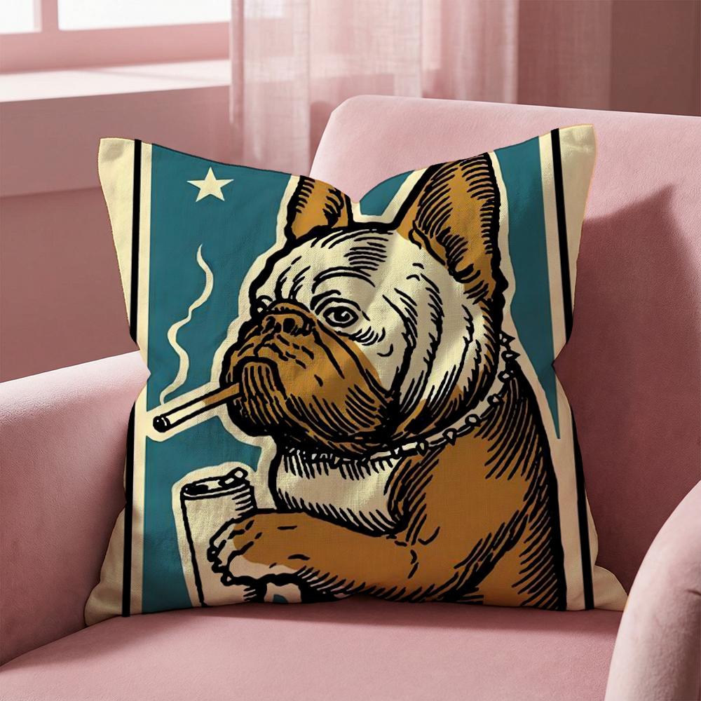 F-Französische Bulldogge PET Kissenbezug Mehrzweck-Kissenbezug für Zuhause & Auto - Wendbar, Weich & Strapazierfähig für den täglichen Gebrauch