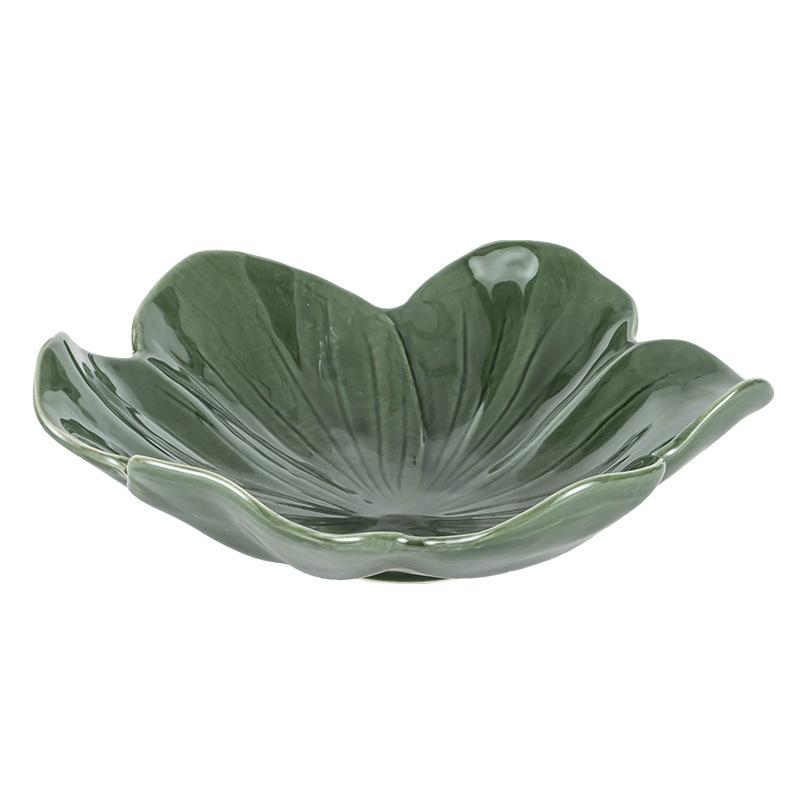 European Retro Ceramic Creative Lotus Leaf Plate Household Vegetable Plate Living Room Fruit Plate Candy Plate Homestay Restaurant Tableware Plate
