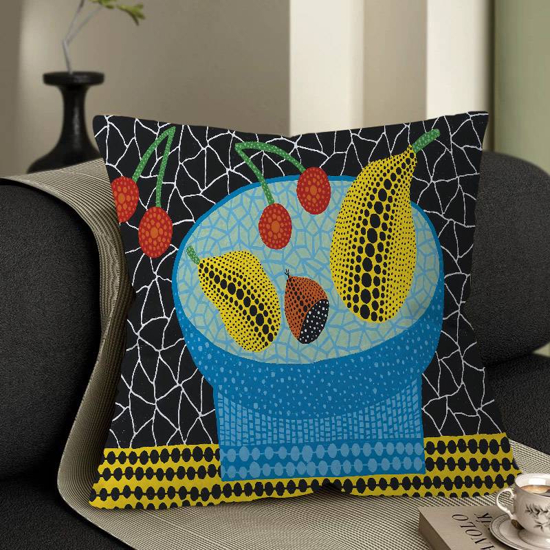 Желтые Точки Яёи Кусама Кленовый Дизайн Наволочка Счастливый Осенний Урожай Декор Праздничный Декор Наволочка 12x12Inch