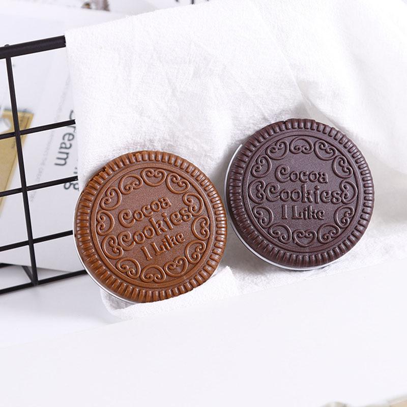 Cute Mini Mirror Portable Makeup Mirrors with Comb Girls Women Pocket Mirrors Chocolate Cookie Shaped Cosmetic Mirror