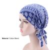 Klassisches bedrucktes faltbares Kopftuch Mütze Baumwollmischung Rüschenrand Dehnbar Schlafbeanie Haar Accessoires