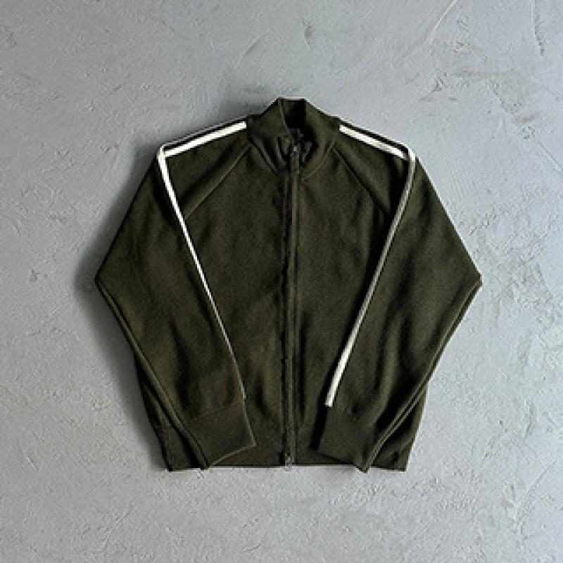 Mens Streetwear Knit Cardigan With Embroidered Letter Stand Collar Zip-Up Sweater Loose Fit