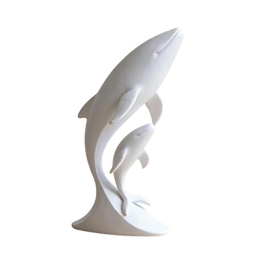 Whale Art for Nursery Decor 3D Printed Ornaments, Mother And Child Figurines, Modern Minimalist Double Sculpture Home Office Matte Solid Color