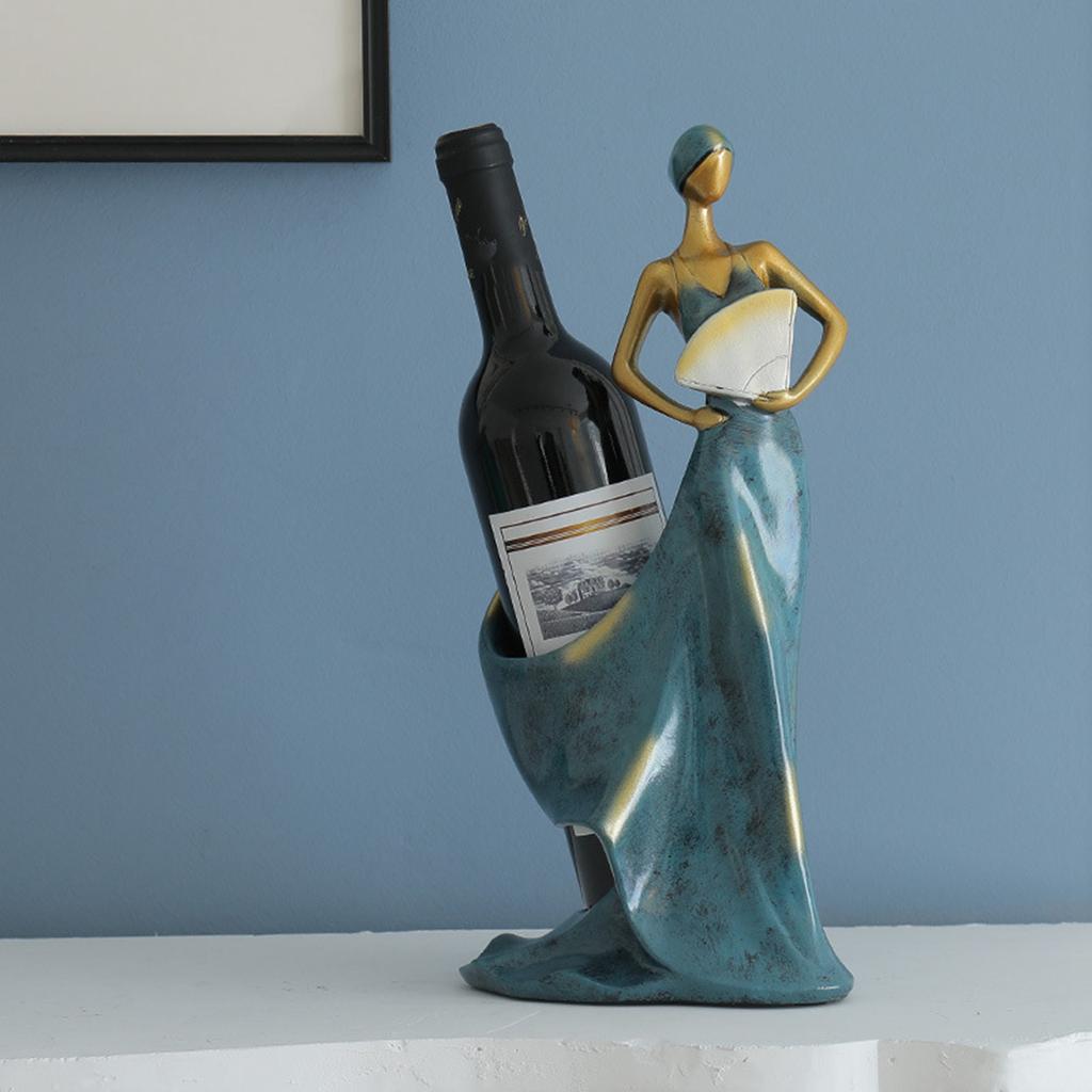 Dancing Girl Figurines Wine Holder Statue Synthetic Resin Wine Bottle Rack Stand for Bar Counter