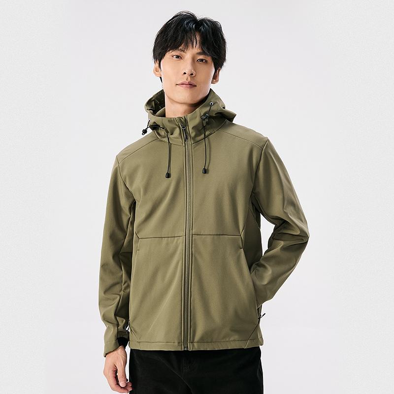 New Outdoor Soft Shell Clothes, Men's and Women's Loose Hooded Tops, Autumn and Winter Water-proof and Windproof Jackets, Group Clothes
