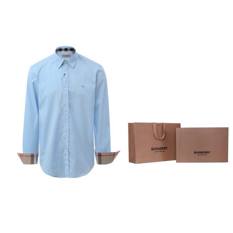 Burberry Mens Cotton Classic Long Sleeves Shirt Blue 39911601