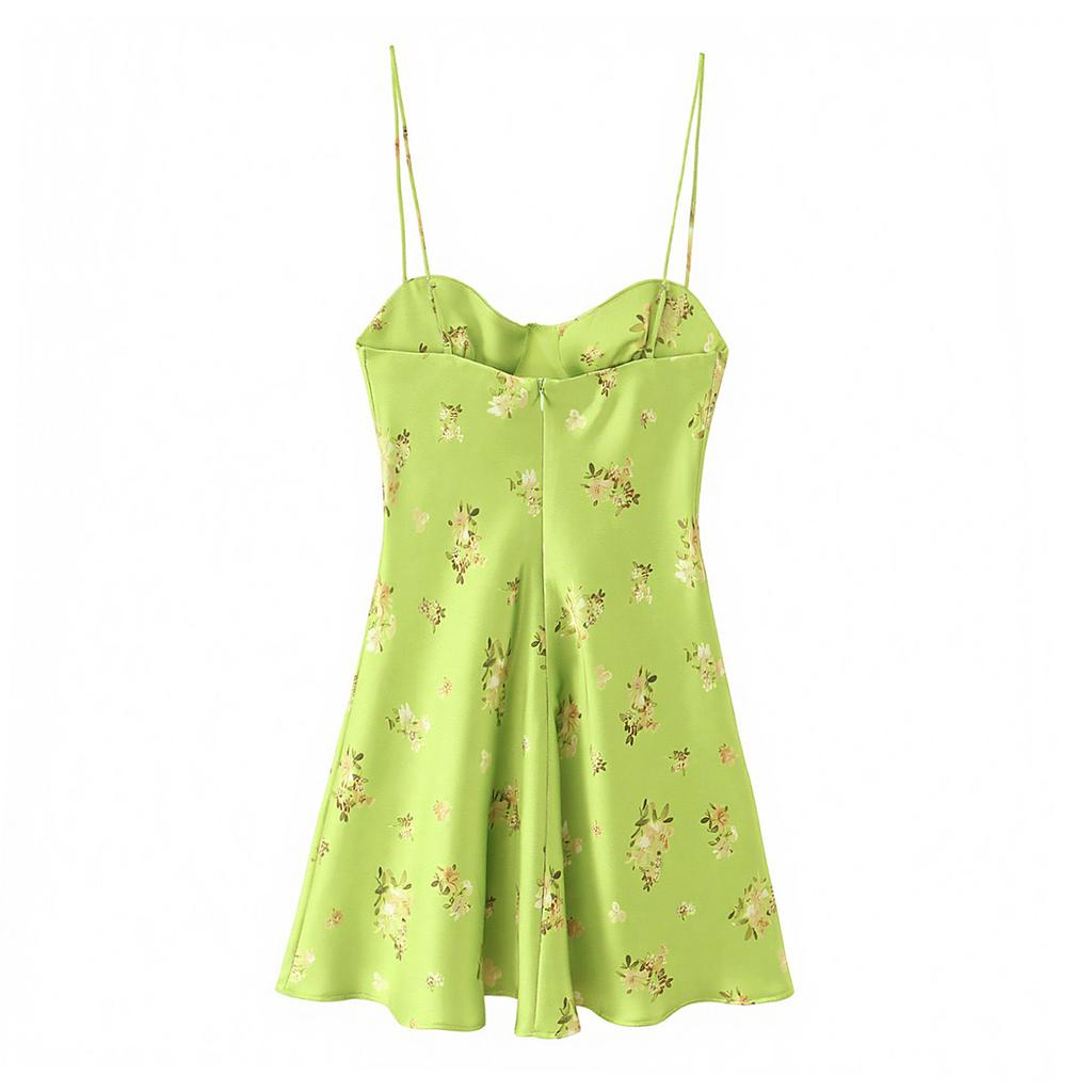 European and American Women's Clothing Popular Fashion Flower Printing Texture Mini Dress