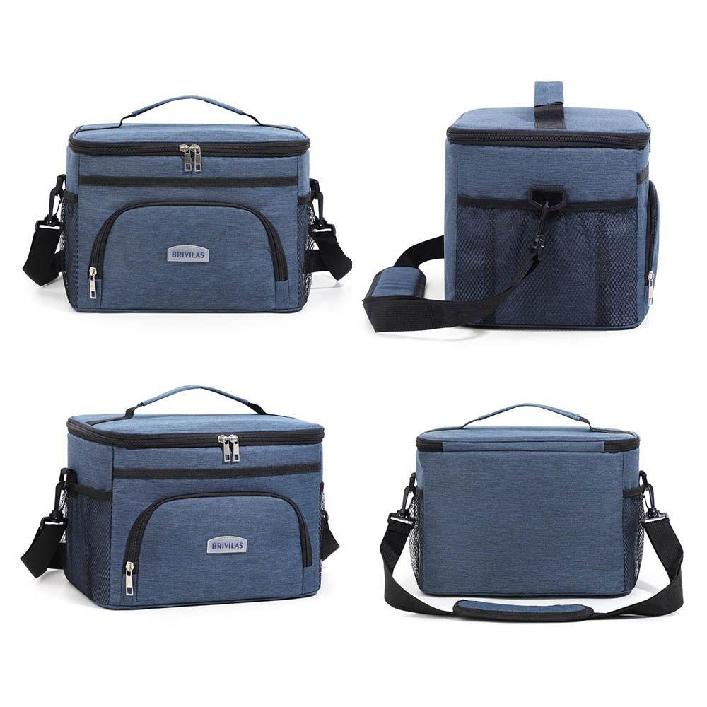 Large Capacity Shoulder Lunch Bag with Zip Picnic Bag Multi-Purpose Food Carrier Bag Outdoor