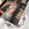 Hanging Rhinestone-plated Pearl Inlaid Metal Waist Chain Bohemian Retro Hollow Engraved Alloy Belt Vacation Match