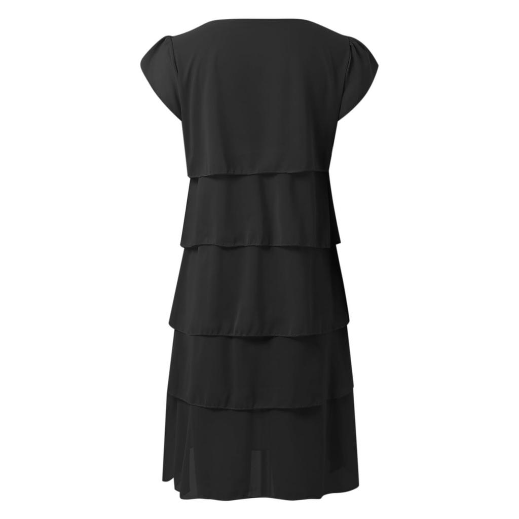 Shot Sleeve  Boho Dress For Women Casual Loose Fit Summer Sundress Solid Dress