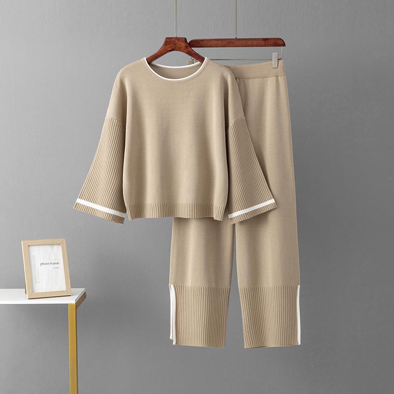 Women's European Style Casual Two-Piece Set - Spring/Autumn 2024 Fashion, Age-Reducing, Solid Color