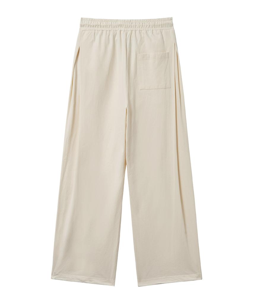 MOZMOZ Plain Side-Pleated Wide Training Pants Cream