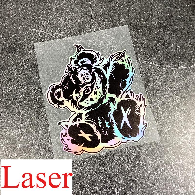 1PC Little Bear Laser Motorcycle Stickers Waterproof for DIY Motorbike Front Fairing Scooter Helmet Box Vinyl Decals Universal
