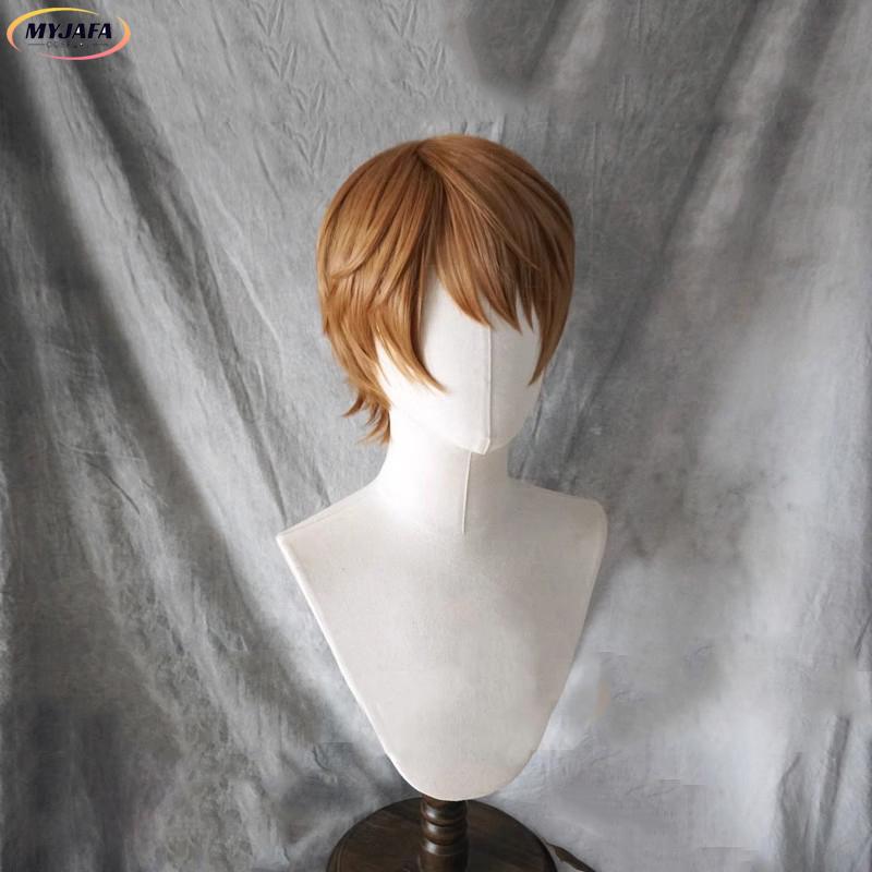 Yagami Light Cosplay Wig Anime Short Brown Fluffy Yagami Light Heat Resistant Synthetic Hair Halloween Party Wigs + Wig Cap