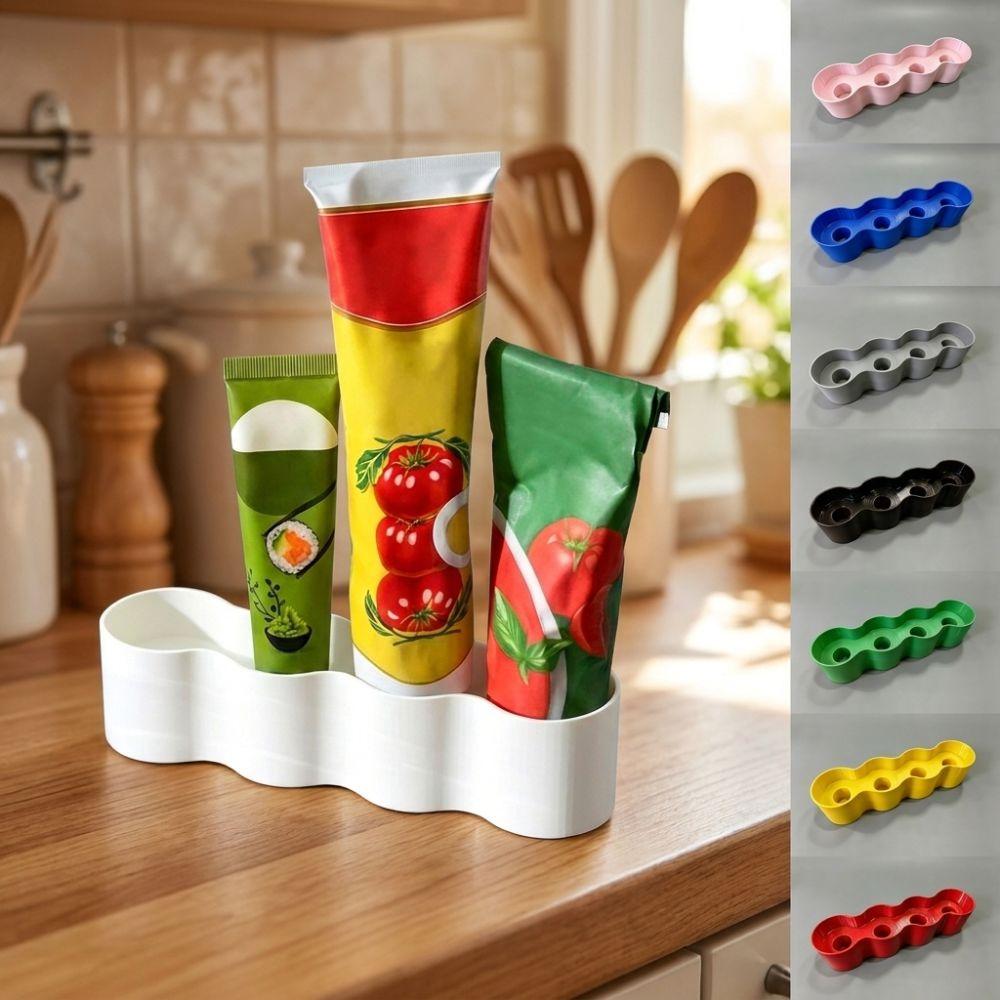 3D Printing Sauce Tube Storage Holder Wave Shaped Ketchup Tube Fixing Shelves  Refrigerator Storage