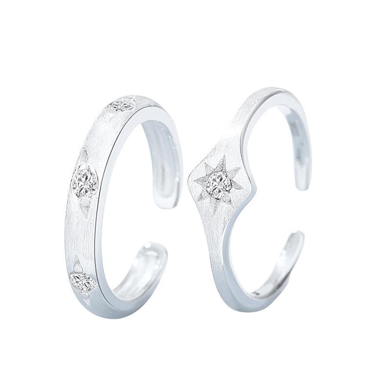 Light Luxury Niche Octagram Matte Brushed Ring Women's Personality Plain Ring Open Ring